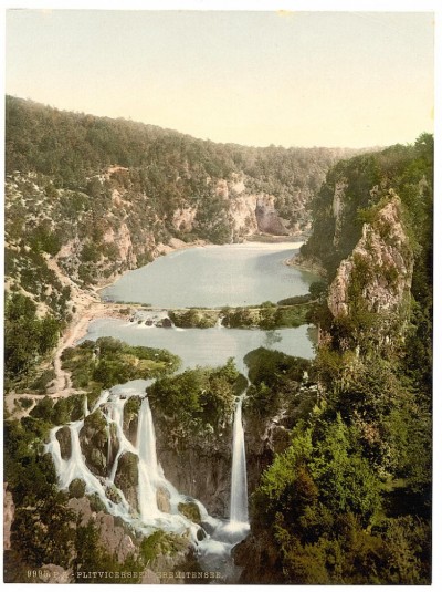 Pogled na Plitvička jezera, Hrvatska / Austrougarska (1890)