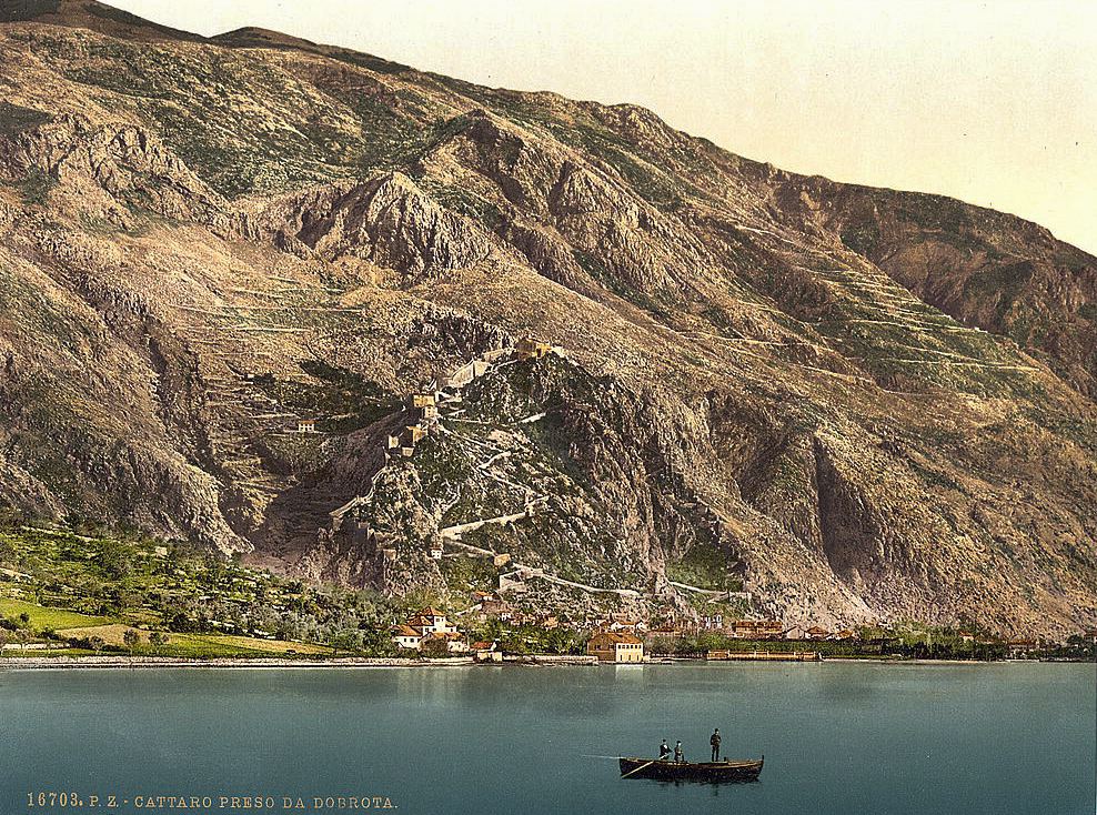Kotor (Cattaro), pogled iz Dobrote oko godine1890. Crna Gora