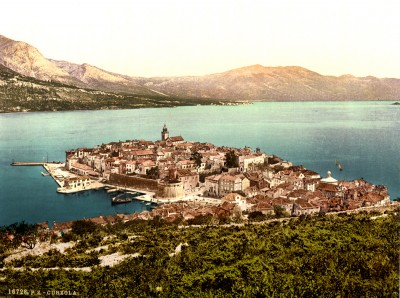 Pogled na Korčulu (Curzola), Dalmacija / Austrougarska oko 1900 god.
