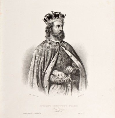 Stefan Milutin Uroš, kralj srpski - litografija Anastasa Jovanovića 1852