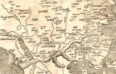 Balkansko poluostrvo na karti iz 1525. godine (detalj)