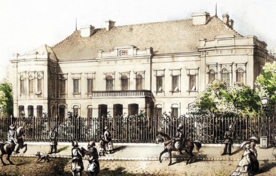 Stari konak u Beogradu (Simićeva kuća). Restaurirana i obojena litografija iz 1856-1857. g.