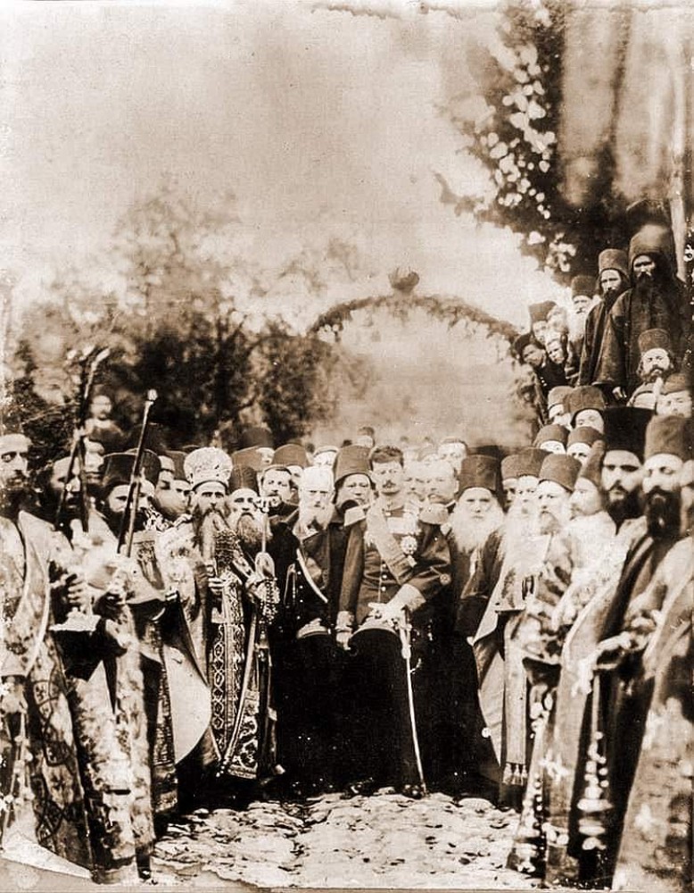 Kralj Aleksandar I Obrenović V sa monasima. Hilandar 1896. gdine