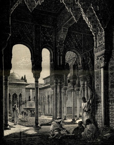 Alhambra dvorac, Granada, Španija. Ilustracija u srpskim novinama iz 1874.