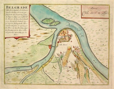 Karta Beograda iz 1695. god. (kolor varijanta). Nicolas de Fer