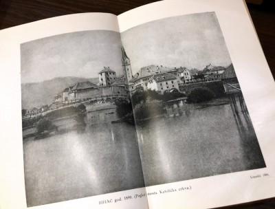 Bihać 1890. god. Pogled sa mosta i katolička crkva