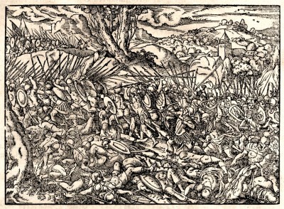 Srednjovekovna bitka - gravira iz Turske hronike (1577)