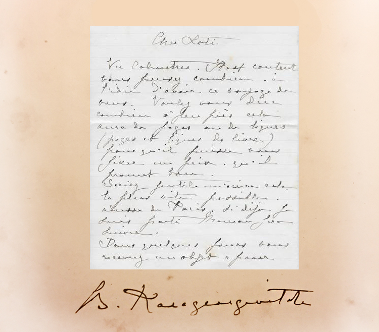 Potpis princa Božidara Karađorđevića iz 1897. i njegovo pismo Pjer Lotiju iz 1894. god.