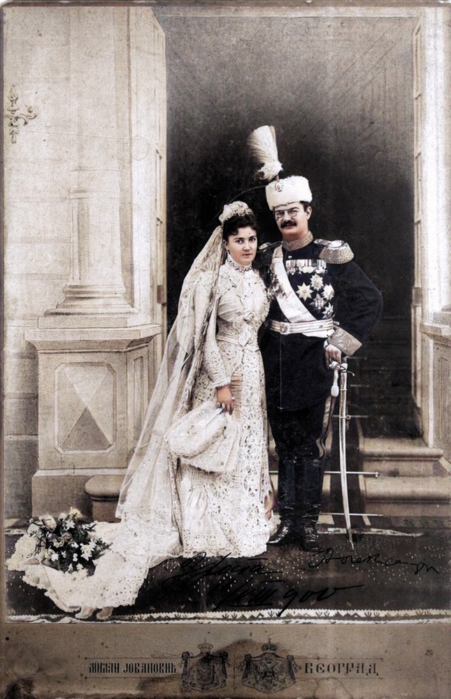 Venčanje kralja Aleksandra i kraljice Drage 23. jula 1900. Fotograf Milan Jovanović (restaurirana i obojena)