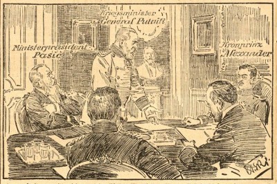 Ilustracija iz austrijskih novina : Srpski savet ministara, juli 1914