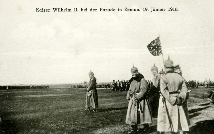 Kajzer Vilhem II od Nemačke na vojnoj paradi u Zemunu 19. januara 1916.
