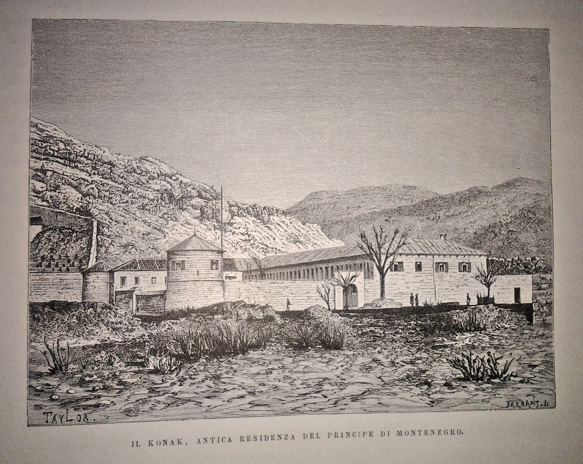 Konak, Cetinje. Stara rezidencija crnogorskog kneza (ilustr. iz 1883.)