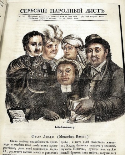 Ljudske rase (fele ljudi) : Serbski narodni list 1835 (obojena)