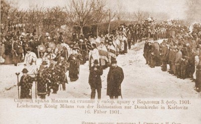 Sprovod počivšeg Kralja Milana u Karlovcima 3. februara 1901. godine