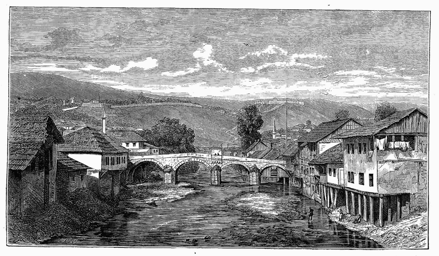 Most na Miljacki u Sarajevu, Bosna (19. vek)