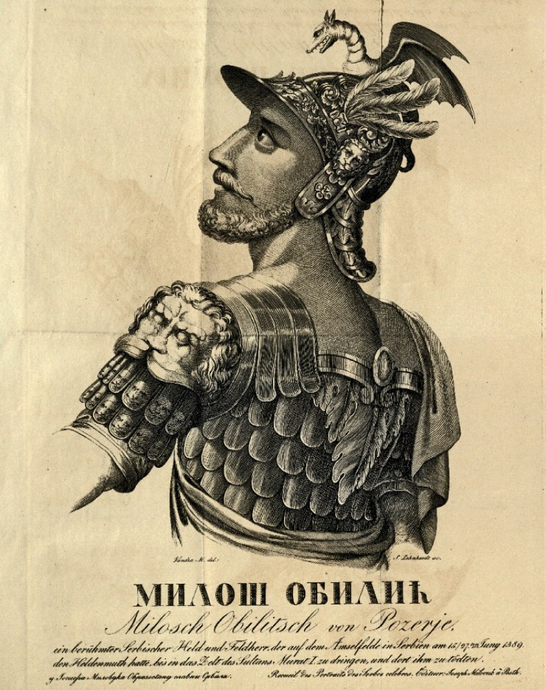 Miloš Obilić od Pocerja, litografija XIX vek