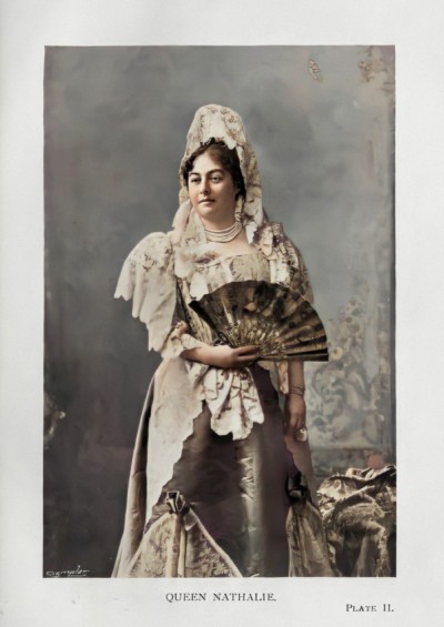 Kraljica Natalija Obrenović, portret iz knjige The Servian Tragedy, London 1904 (reparirana i obojena)