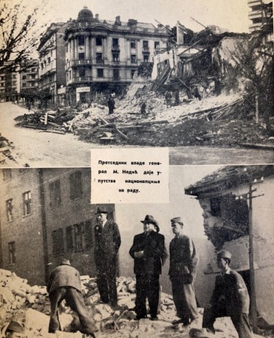 Milan Nedić na ulicama Beograda nakon bombardovanja na Uskrs 1944