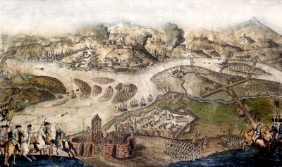 Austrijska opsada Beograda 1789. godine. Bakrorez u boji iz XVIII veka