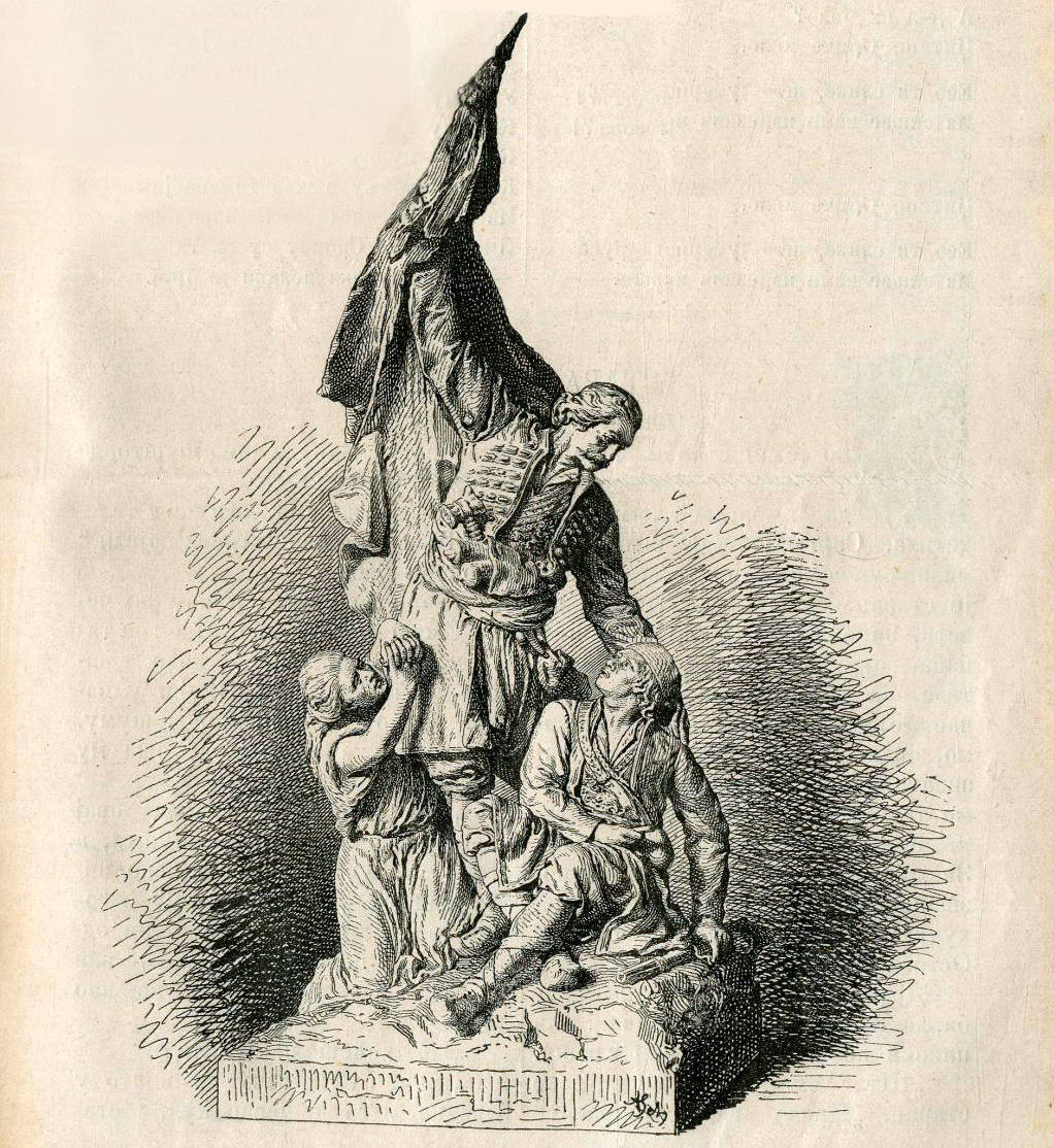 Oslobodilac. Skulptura vajara Petra Ubavkića (1850-1910). Crtež iz 1882. god.