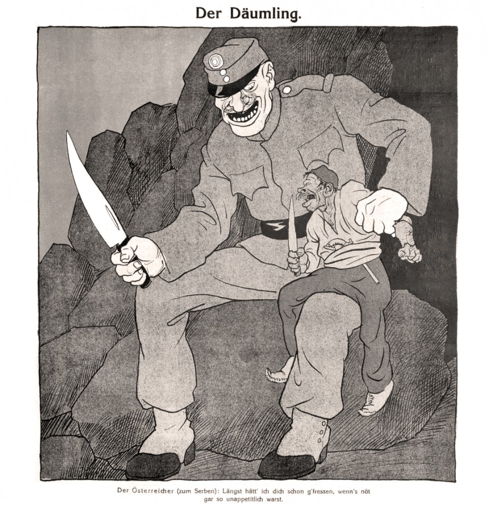 Palčić : karikatura iz austrijske štampe od 19. jula 1914. god.