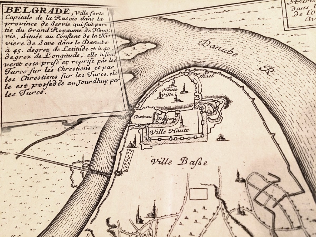 Plan Beograda iz 1695. godine (detalj). Nicolas de Fer