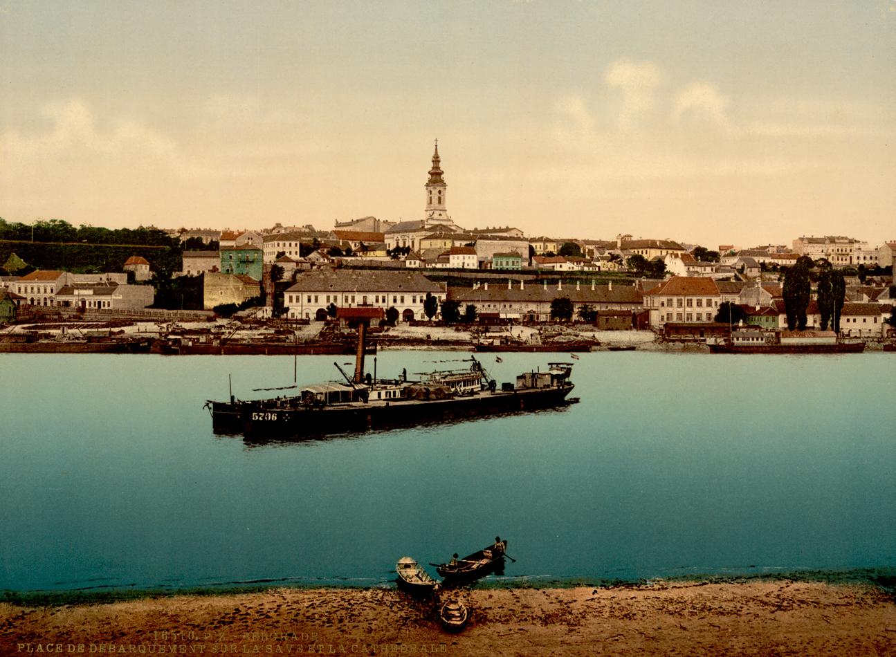 Pogled na Sabornu crkvu i Beograd sa Austrougarske strane 1890. god. (HQ)