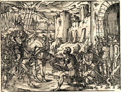 Predaja grada ilustrovana u Turskoj hronici (Türckische Chronica, Frankfurt 1577)