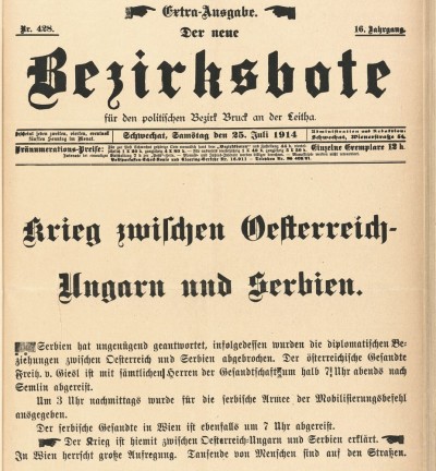 Rat Austro-ugarske i Srbije : Der neue Bezirksbote od 25. jula 1914. god