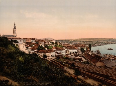 Saborna crkva i Beogradska luka. Pogled sa Kalemegdana 1890. god. (HQ)