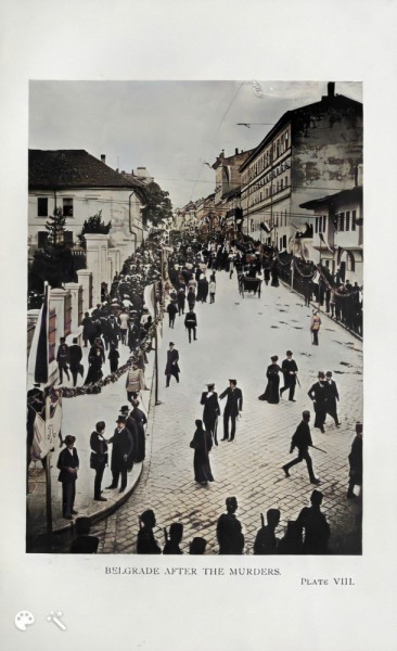 Beogradske ulice nakon Majskog prevrata 29. maja 1903. Iz knjige The Servian Tragedy, London 1904 (reparirana i obojena)